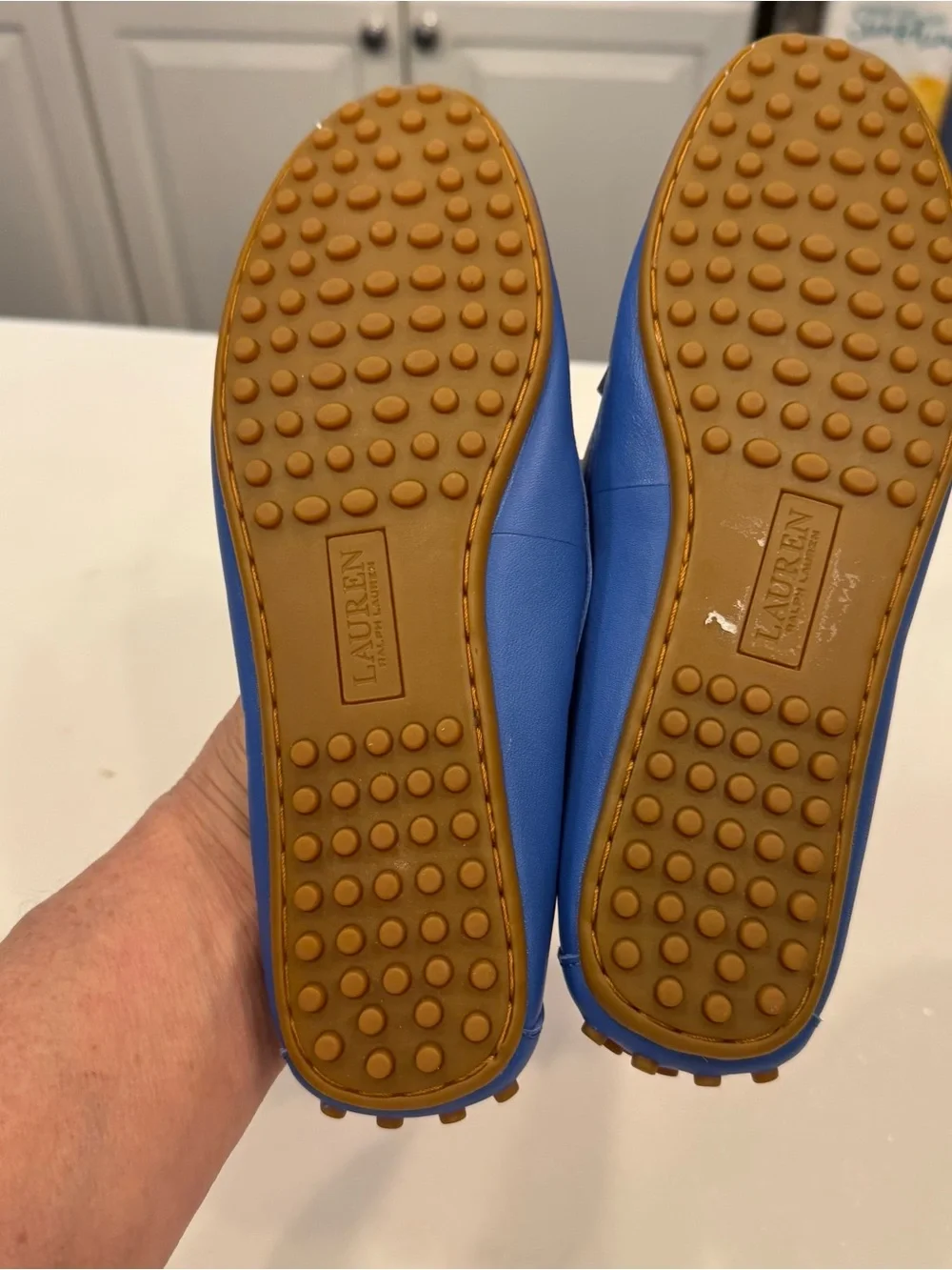 Lauren Ralph Lauren Brynn Driving Loafers Blue Leather Sz 6 NEW